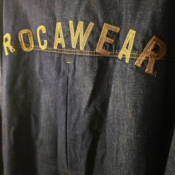 Vintage Y2k Rocawear Mens Cotton Zip-up Dark Blue Denim Jean Jacket Size XL - Picture 7 of 9